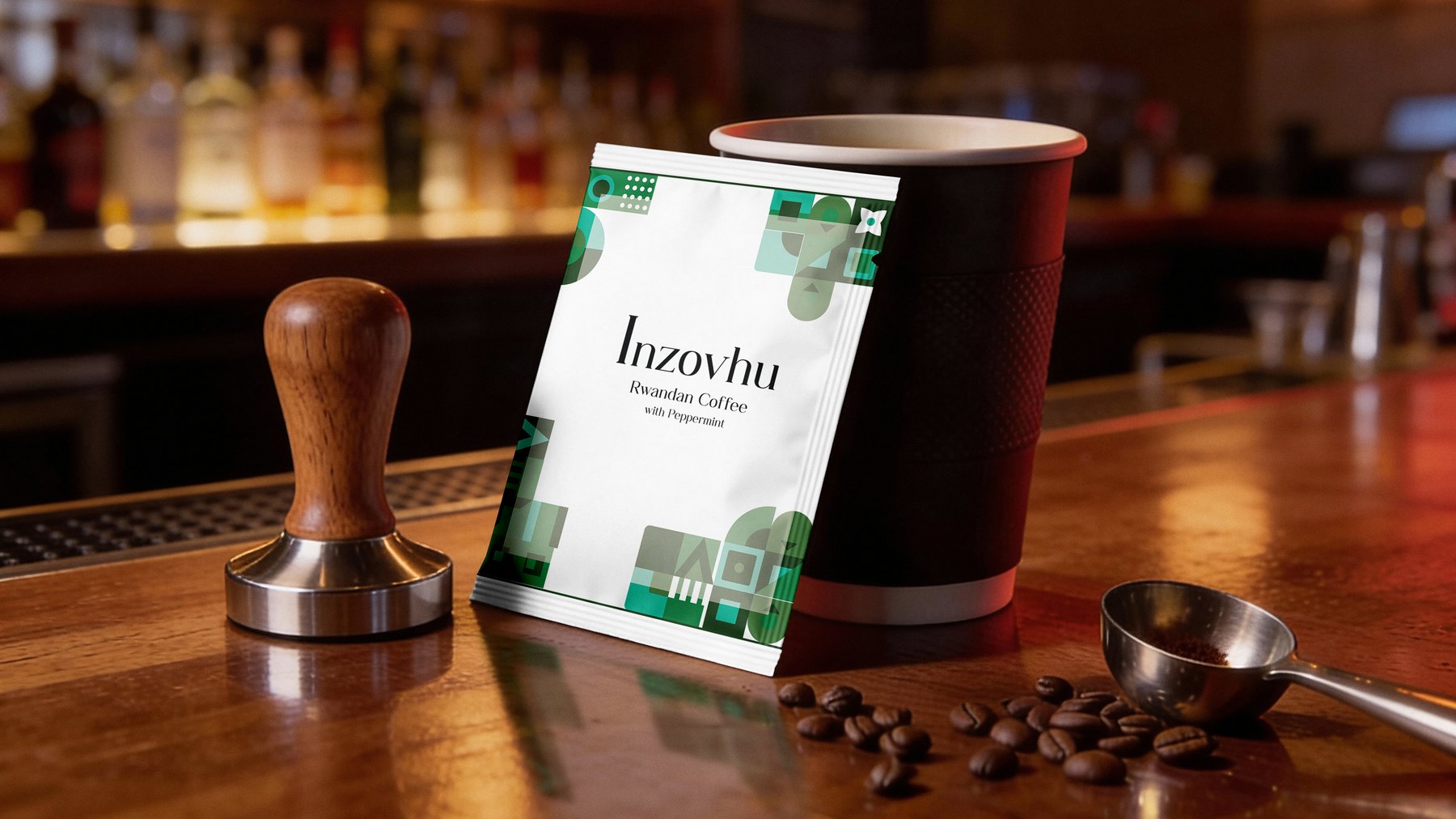 Inzovhu peppermint drip coffee bag lifestyle mockup