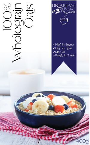 Breakfast Basket wholegrain oats packaging design